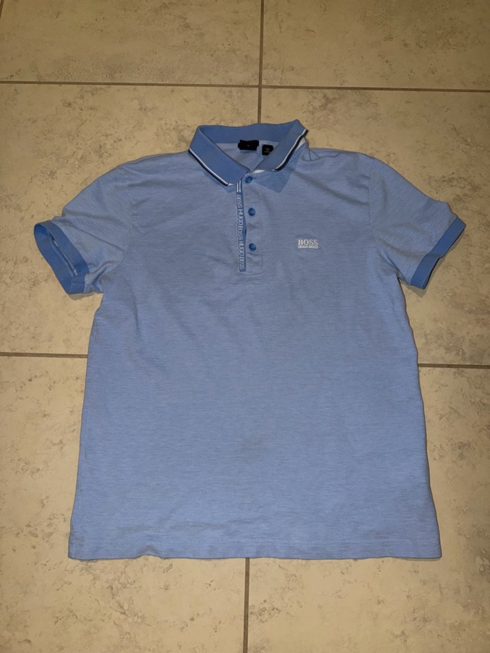 Hugo Boss Slim Fit Pima Slim Fit Cotton Polo Shirt Light Blue Men's XL